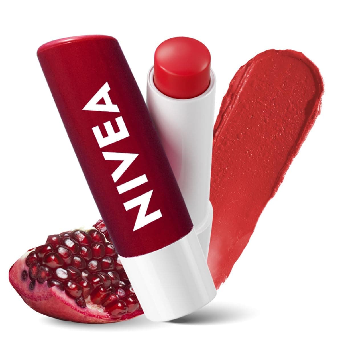 NIVEA Shine Caring Lip Balm, Pomegranate 4.8g