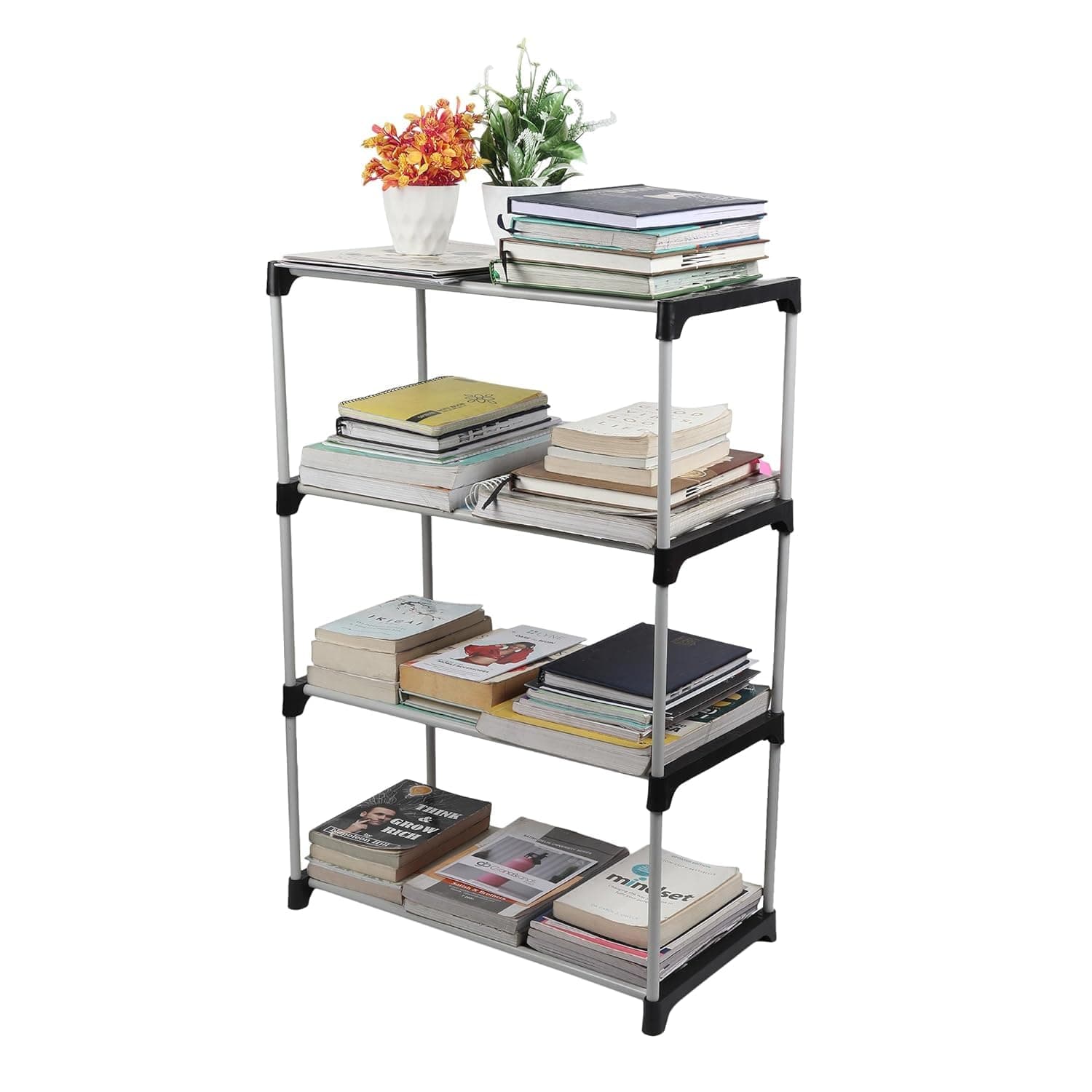 4-Layer Plastic Bookshelf Rack (Big, Black) at ₹347 – Amazon