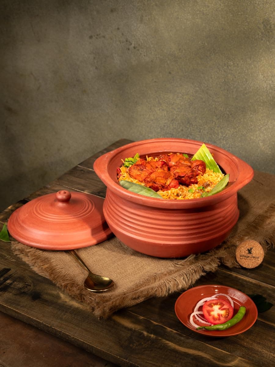 Village Decor Clay Handi Cooking Pot, 3-3.5L at ₹626 (58% Off)