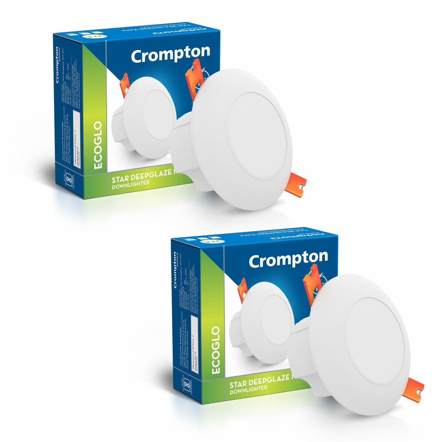 Crompton Star Deep Glaze NXT LED Downlighter 3W Round, Cool Day Light (Pack of 2)