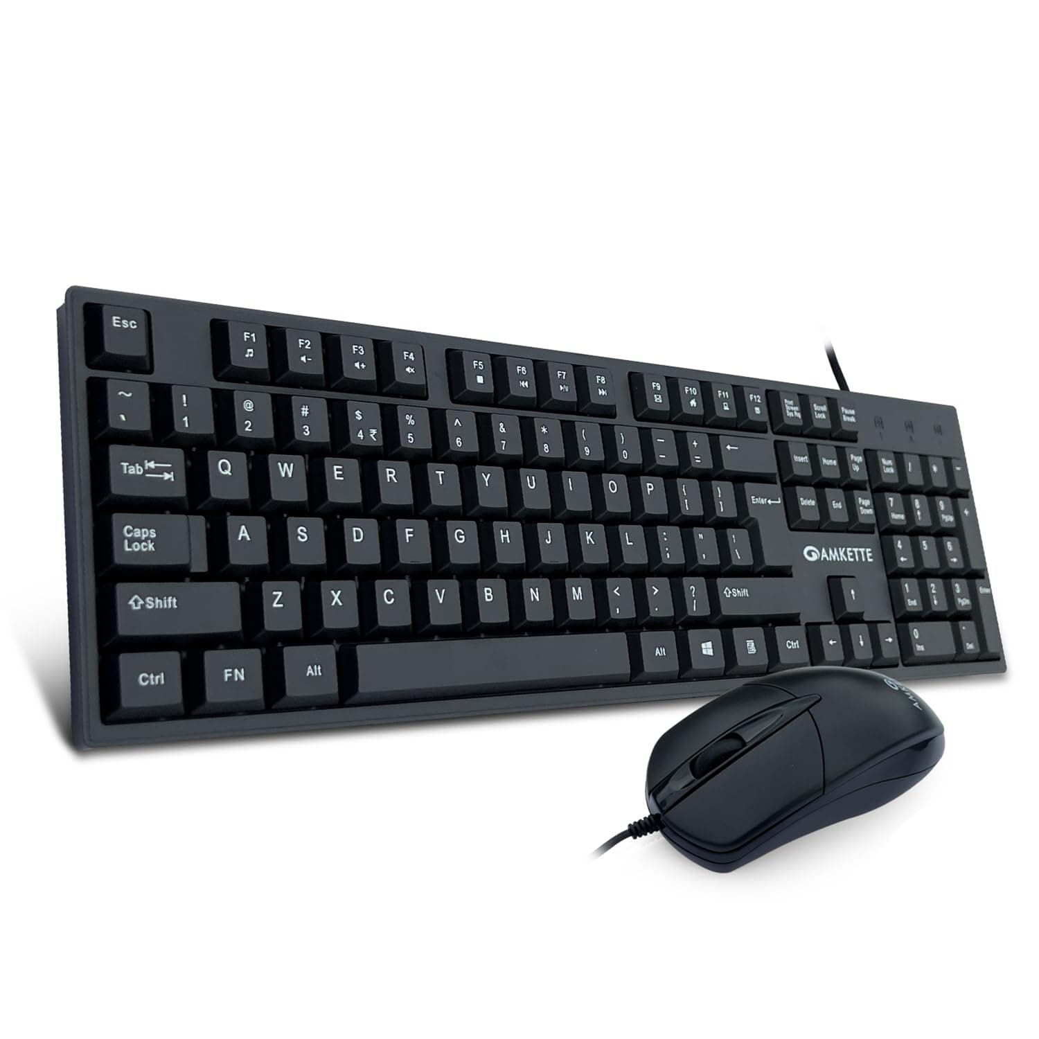 Amkette Lexus Neo Wired Keyboard & Mouse Combo (Black) β Spill-Resistant, Multimedia Keys