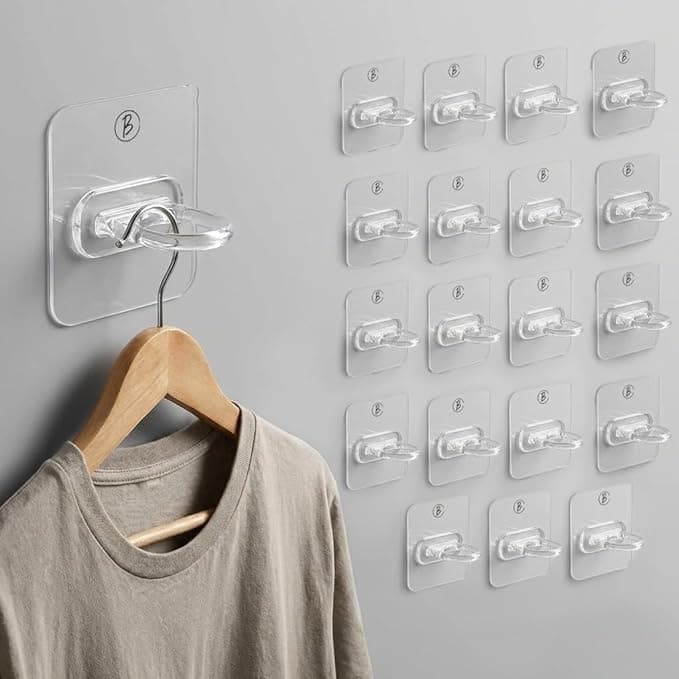 Btag Round Sticker Wall Ring Hook, Multi-Functional Damage-Free Hanging (Pack of 20)