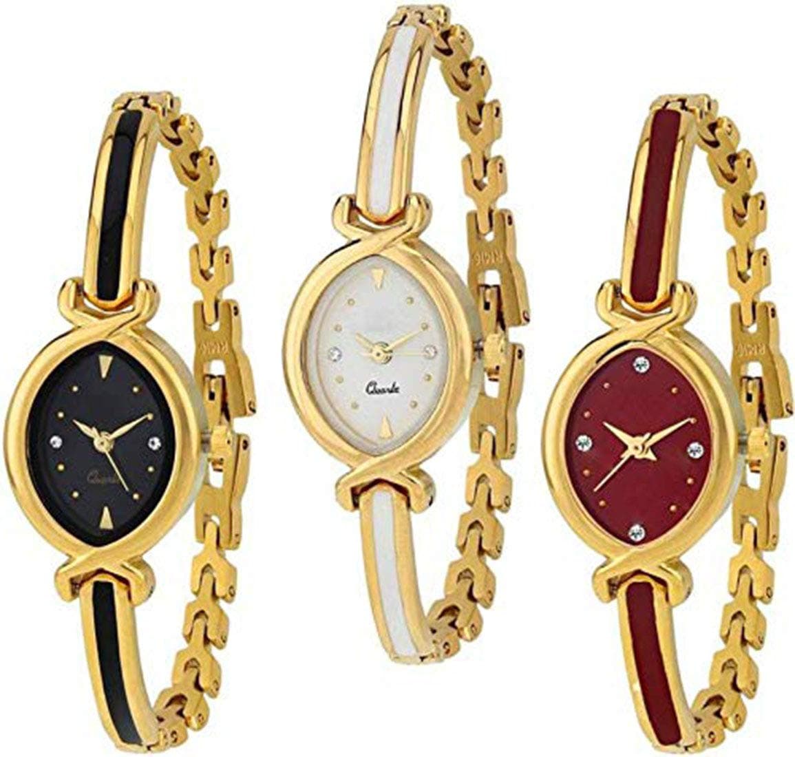 Acnos Gold Chain Analog Watches Combo for Women, Pack of 3