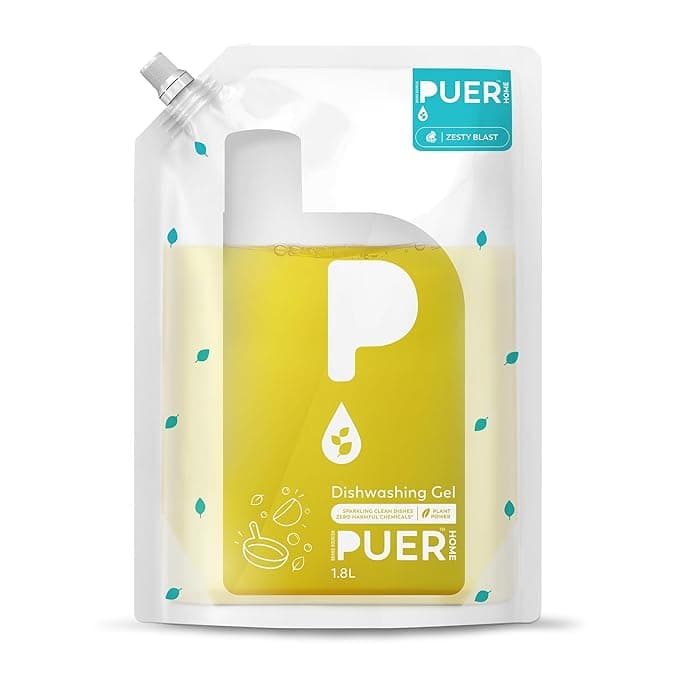 PUER Dishwashing Gel Zesty Blast 1800ml Refill Pouch at ₹189 – Amazon