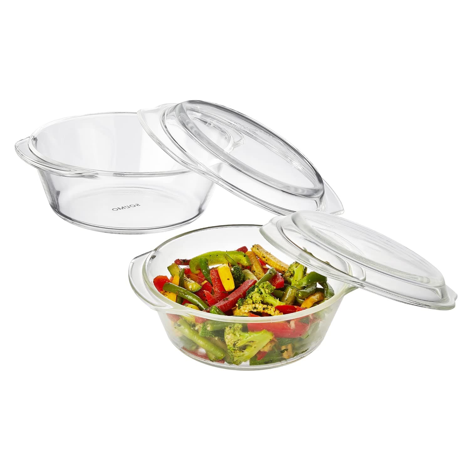 Amazon Brand β Solimo Borosilicate Glass Casserole-cum-Serving Bowl with Lid β 1L, Microwave & Oven Safe
