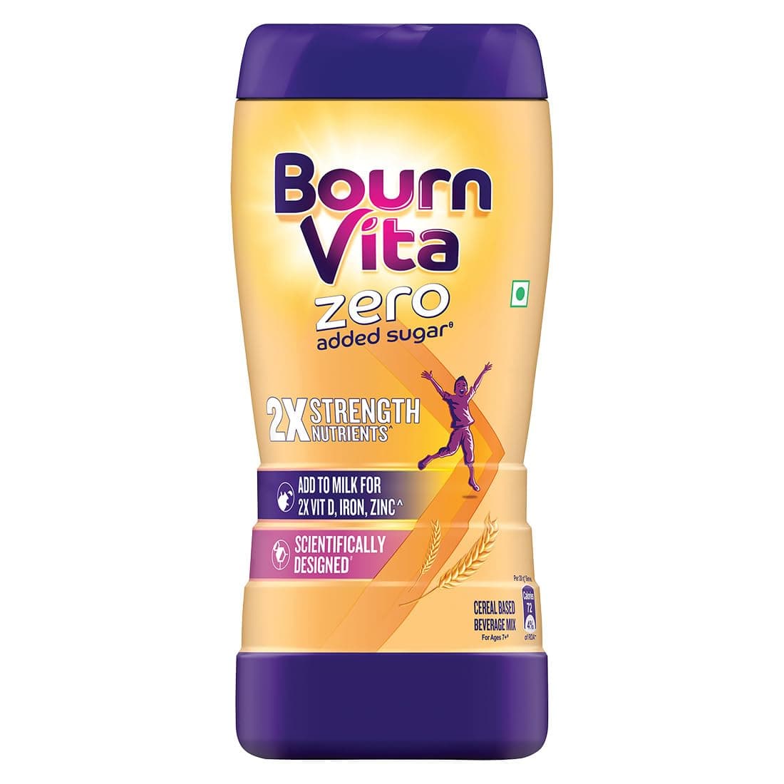 Bournvita Zero Added Sugar Nutrition Drink, 500g Jar, 19 Essential Nutrients, No Added Preservatives