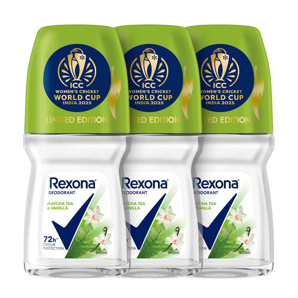 Rexona Matcha Tea & Vanilla Antiperspirant Roll-On (Pack of 3) at ₹267 (50% Off) - Amazon