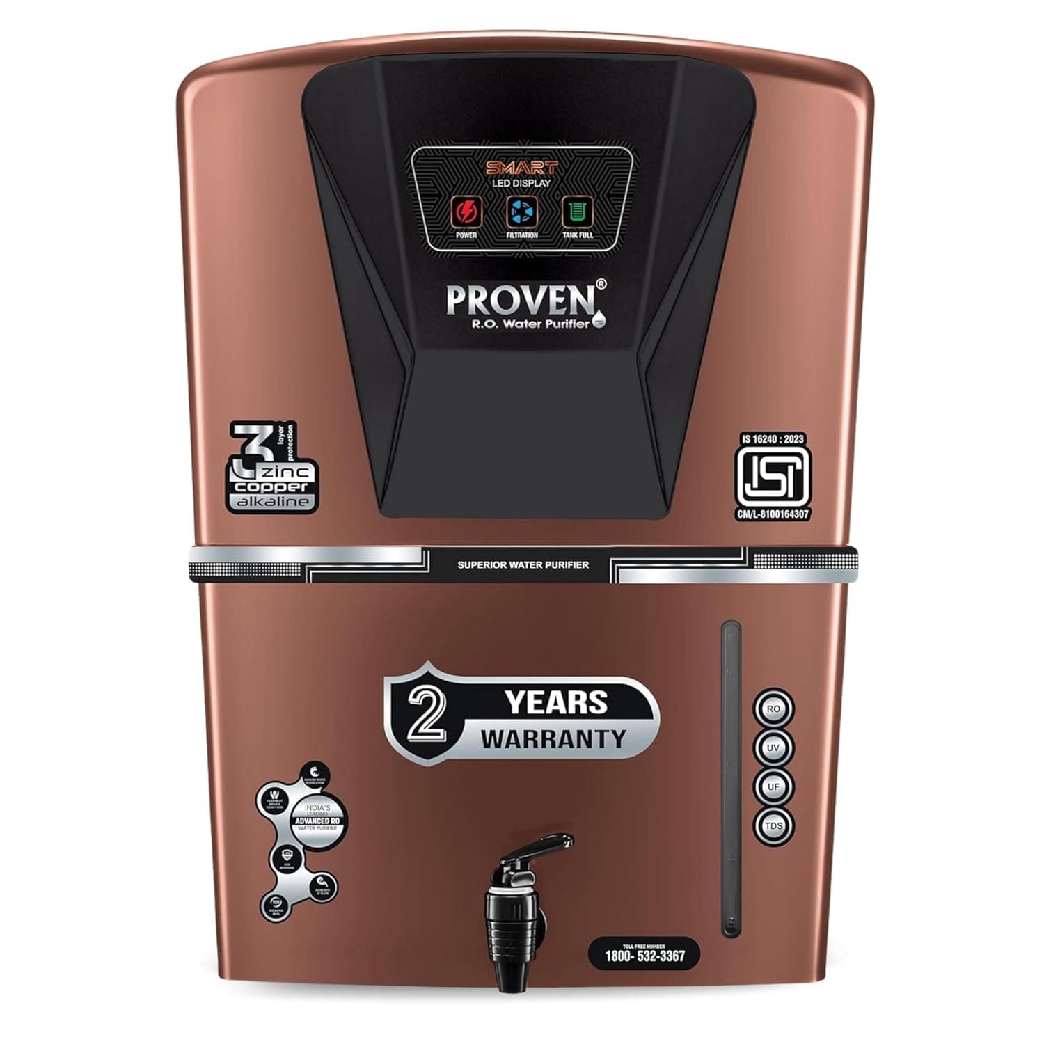 Proven Jupiter RO Water Purifier for Home, 12L, RO+UF+UV with Copper, Zinc & Alkaline, ISI Certified