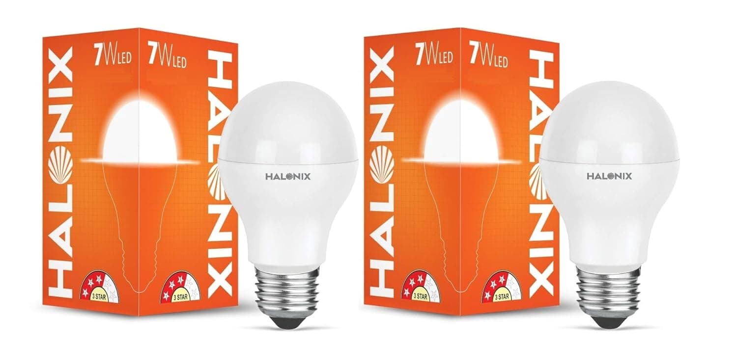 Halonix Astron Plus Base E27 7w LED Bulb (Pack of 2, Cool Day Light) at ₹111 (65% Off) – Amazon