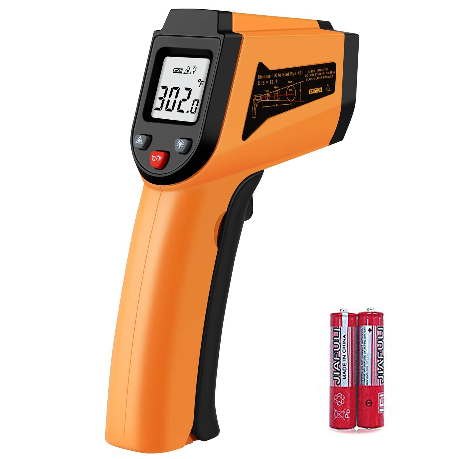 Longhuateng ChengBangDa Laser Infrared Thermometer Non-Contact Digital Temperature Gun-50°C to 400°C(-58°F to 752°F) IR Thermometer for Industrial, Kitchen Cooking, Ovens (Orange) Plastic at ₹585 (61% Off) – Amazon