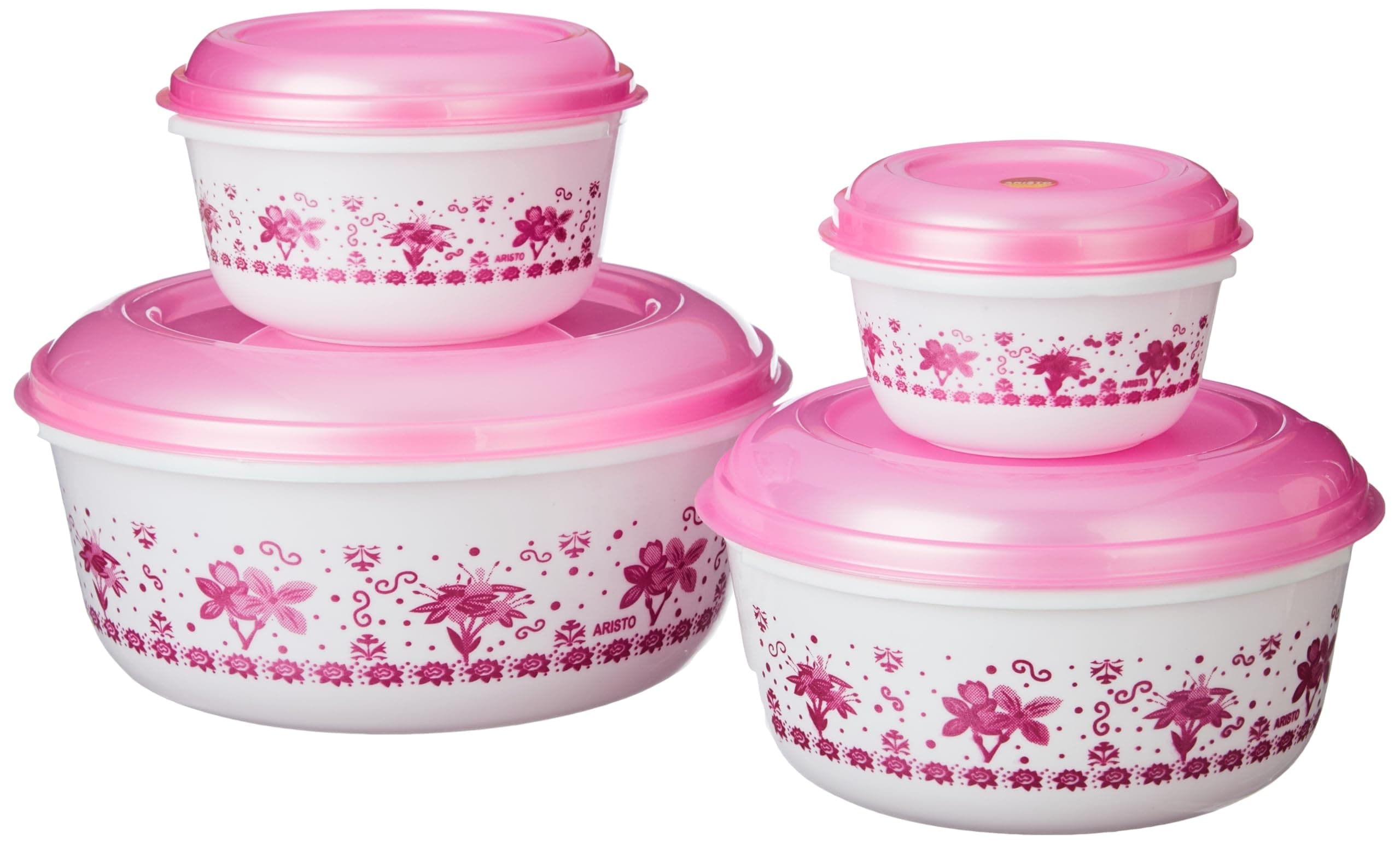 Aristo Supreme Plastic Storage Container Set of 4, 350ml to 2500ml, Colour May Vary