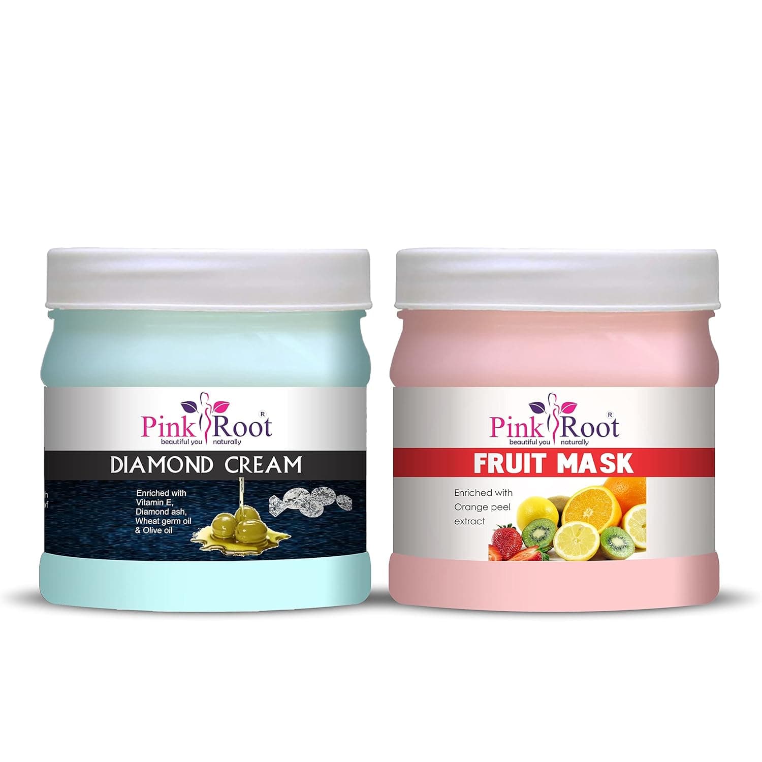 Pink Root Diamond Cream 500gm with Fruit Mask 500gm at ₹153 (81% Off) – Amazon