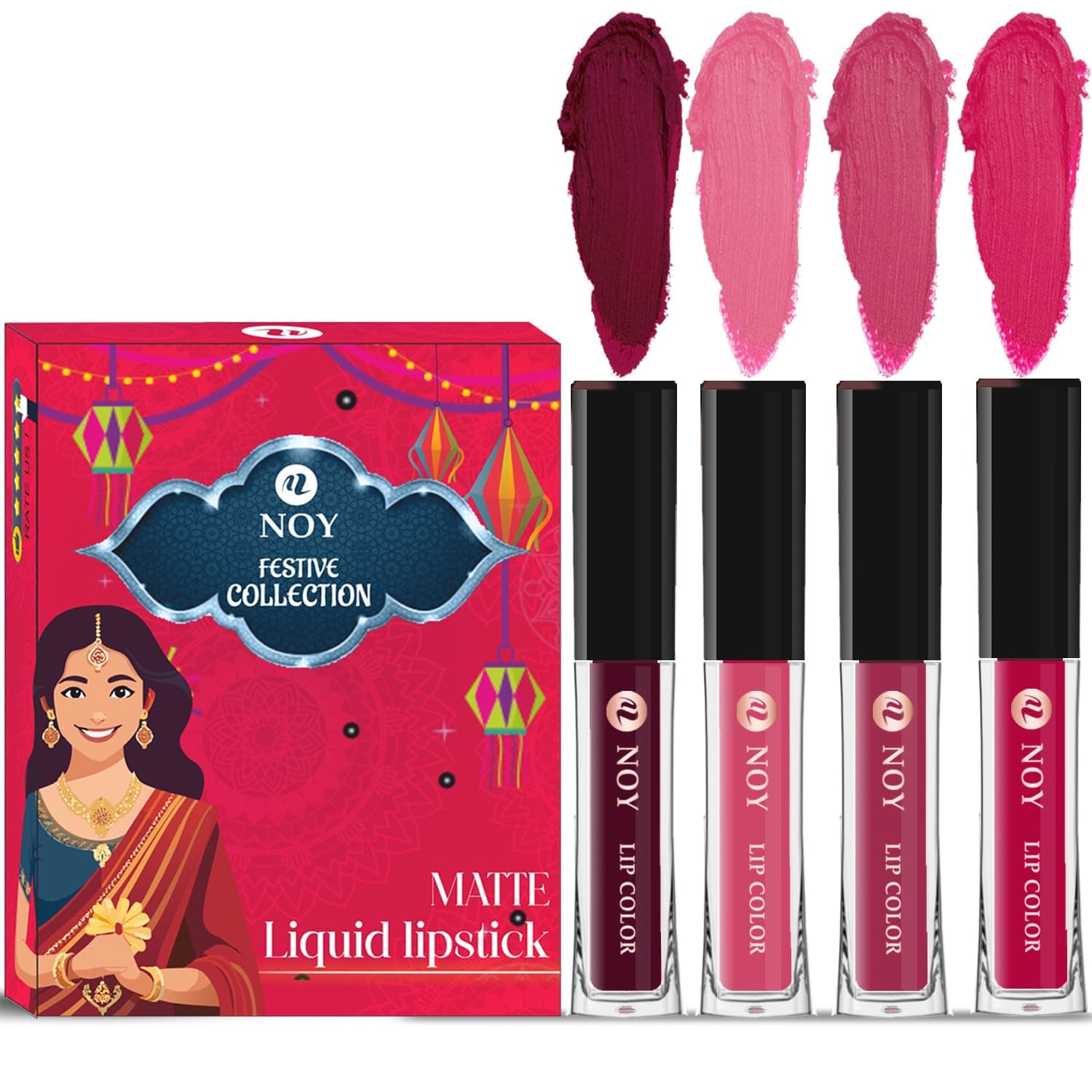 Noy Liquid Matte Festival Lipstick (Pack of 4)