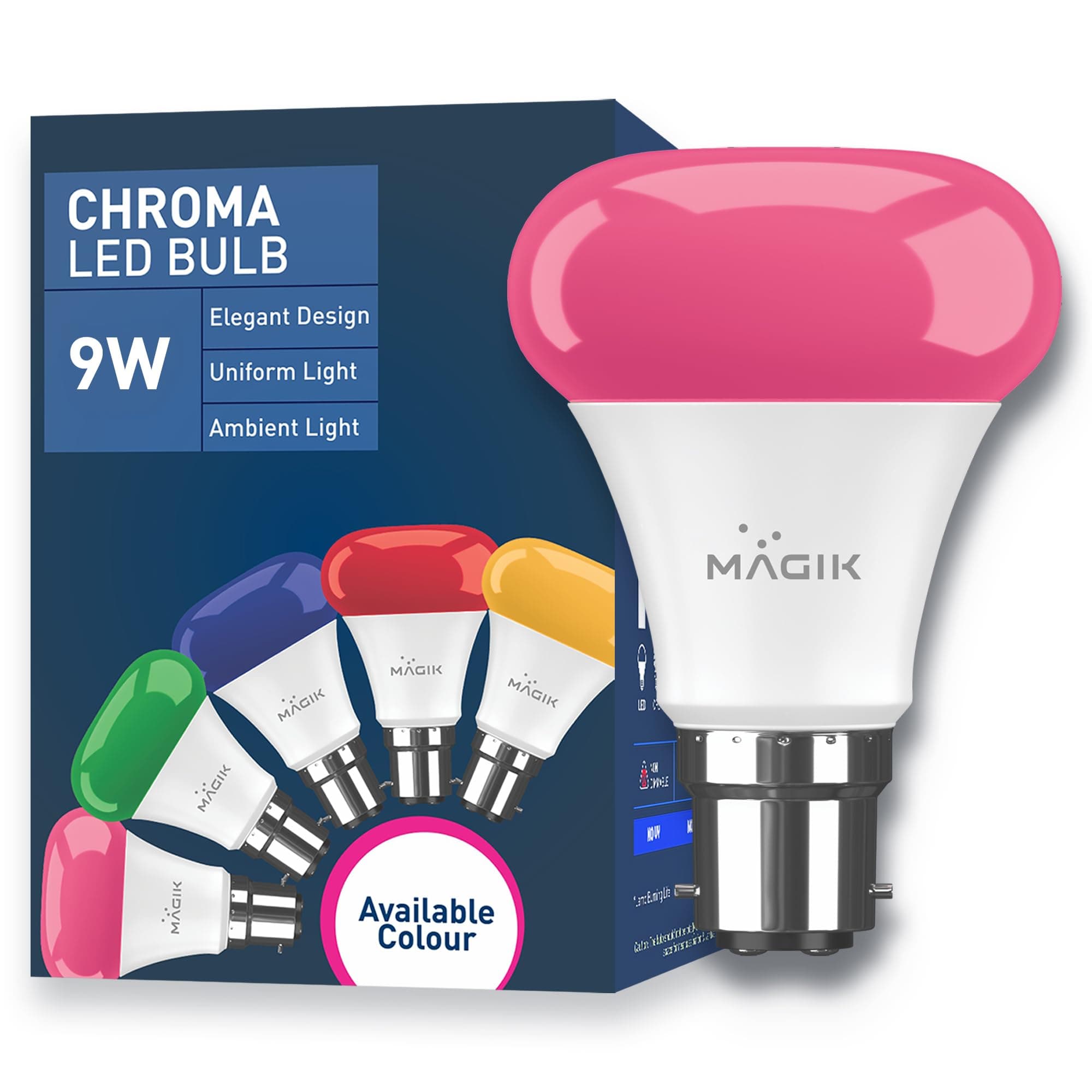 MAGIK Chroma 9W Pink LED Bulb, B22 Base
