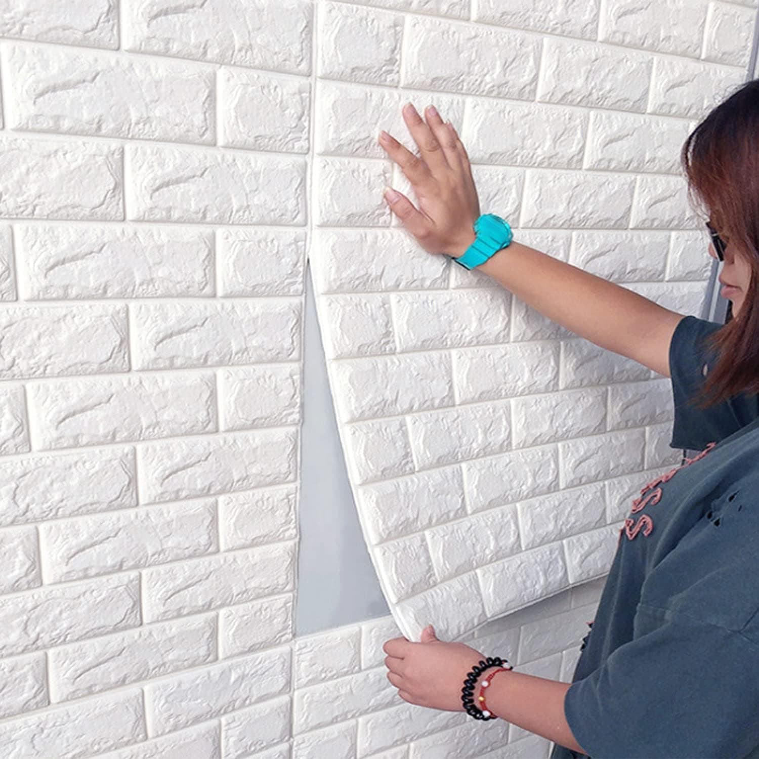 POZET 3D Brick Wallpaper PE Foam self Adhesive Brick Design Wall Stickers/DIY Wallpaper for Home Hotel Living Room Bedroom Cafe Deco (70 x 7 at ₹75 – Amazon