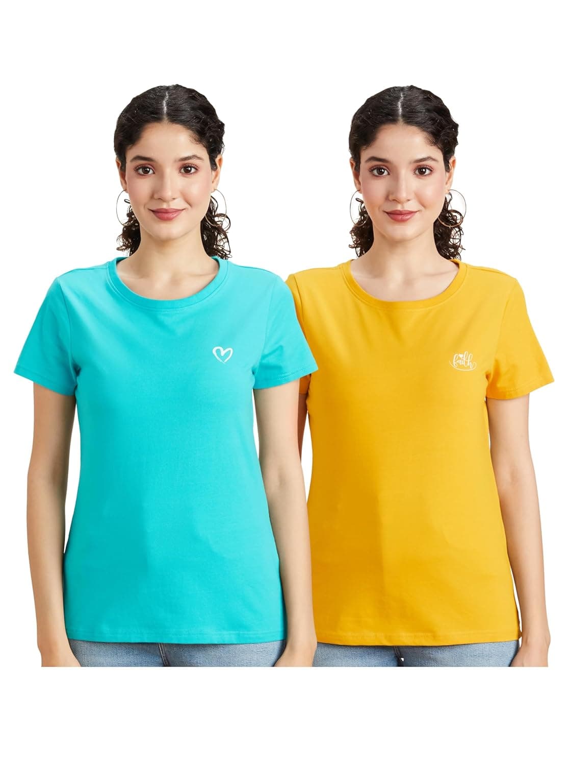 Amazon Brand - Symbol Women Cotton Stretch Regular Fit Round Neck Half Sleeve T-Shirt (Available in Plus Sizes) at ₹349 (78% Off) – Amazon