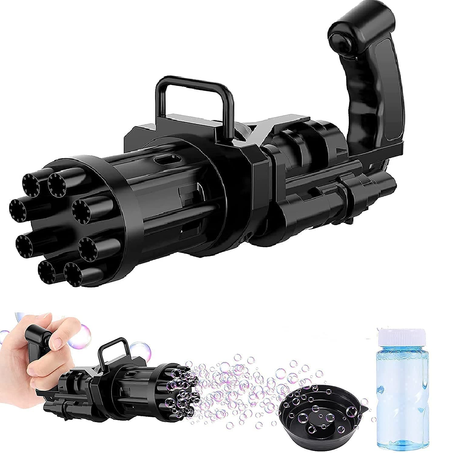 Automatic Bubble Gatling Gun, High-Output Multi-Nozzle Bubble Machine for Kids, Outdoor Fun Toy