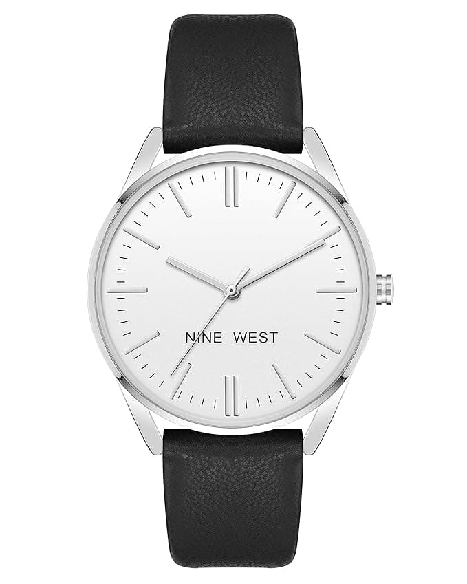 Nine West Black Leather-Strap Analog Watch for Women at ₹999 (74% Off) – Amazon