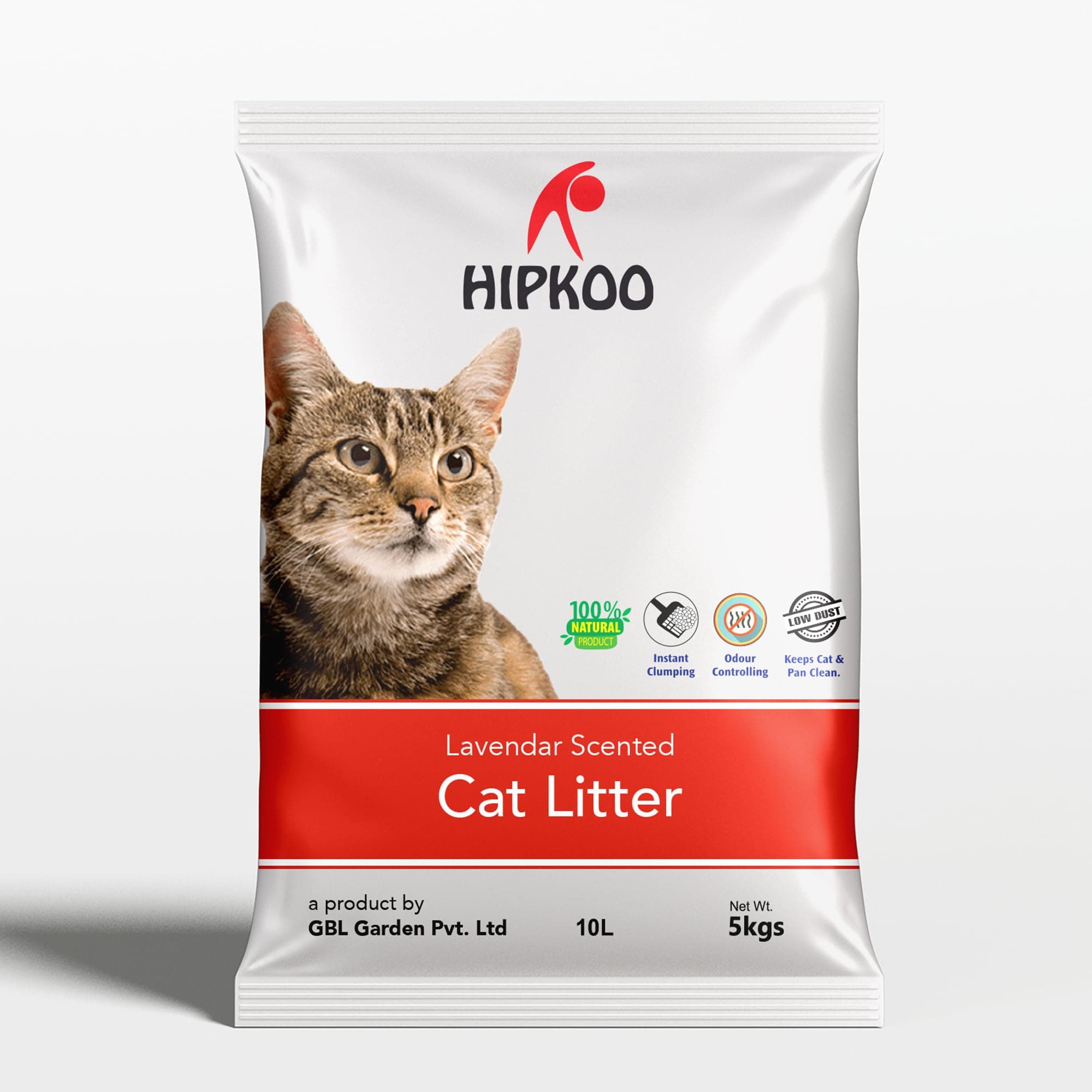 Hipkoo Cat Litter 5Kg β Natural Lavender Scented Clumping Bentonite, Dust Free