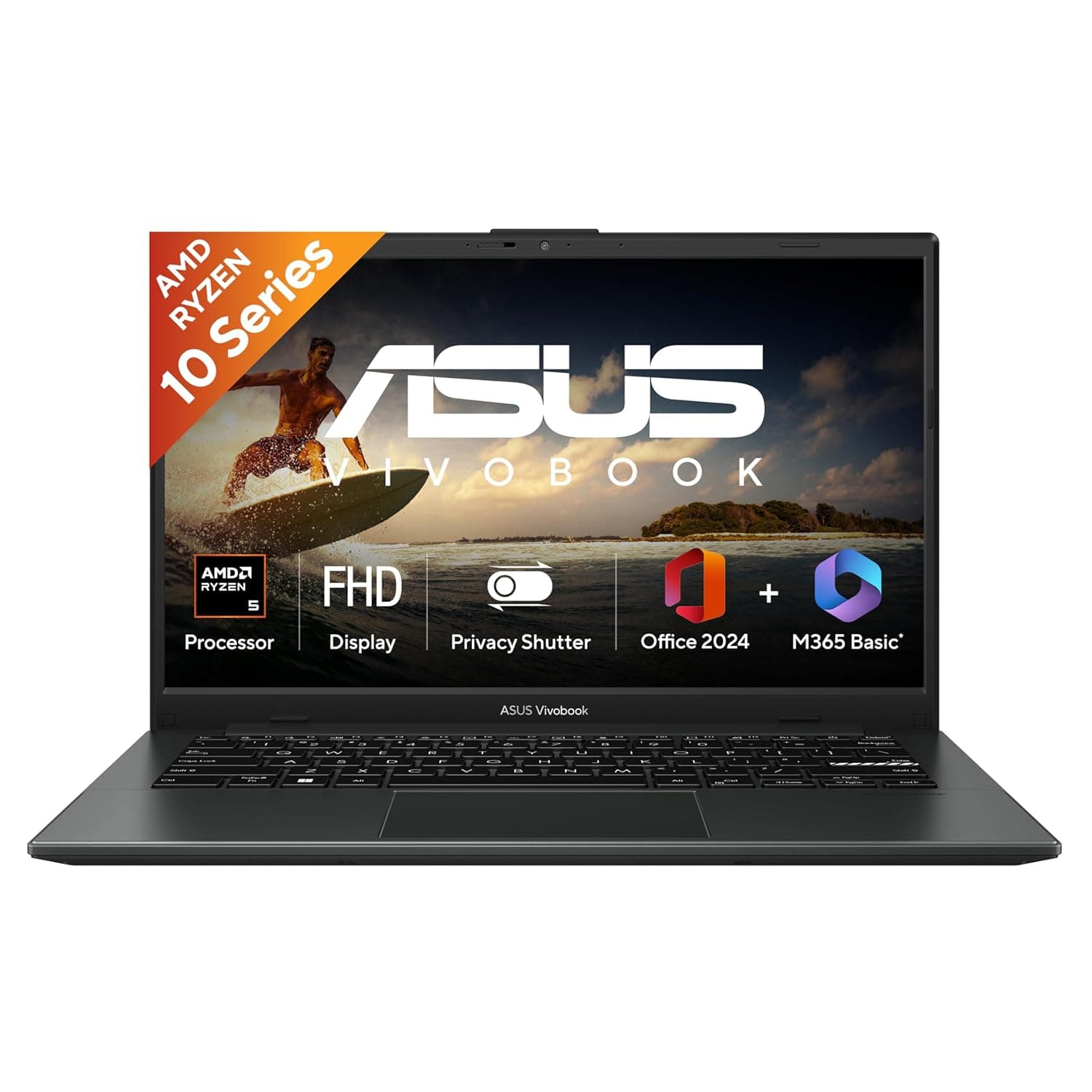 ASUS Vivobook Go 14 (2026),AMD Ryzen 5 40,AMD Radeon iGPU,8GB RAM,512GB SSD,FHD, 14"(35.5 cm),Windows 11 Home,M365 Basic(1 Year)* Office 2024,Mixed Black, 1.38 Kg, E1404FA-EB1415WS,Thin & Light Laptop at ₹56990 (30% Off) – Amazon