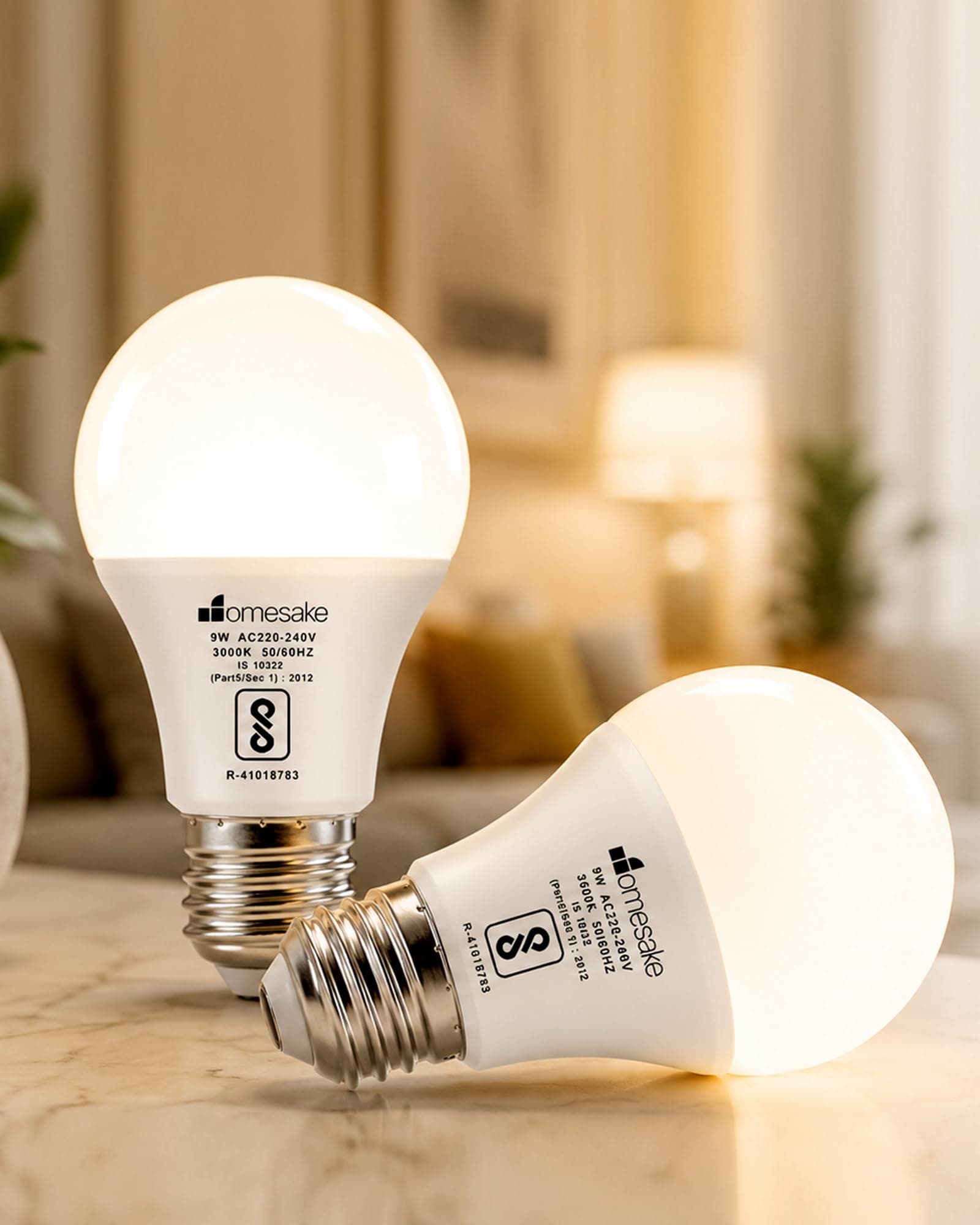 Homesake E27 9W LED Bulb, Warm White 3000K (Set of 2)
