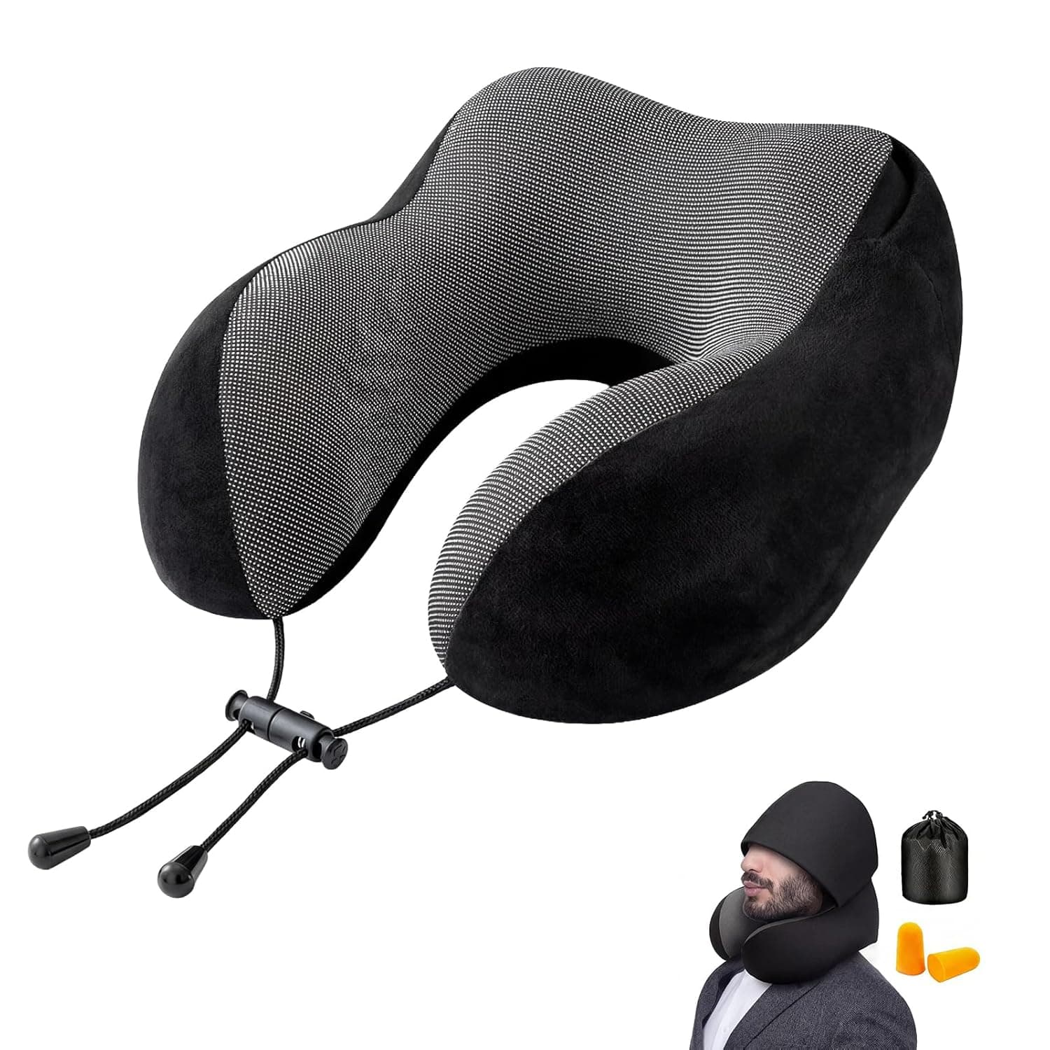 Halohop Hooded Neck Pillow for Travel, Upgraded 100% Pure Memory Foam Travel Pillow for Flights, Comfortable Neck Support Pillow for Neck Pain, Machine Washable Neck Rest Pillows at ₹399 (92% Off) – Amazon
