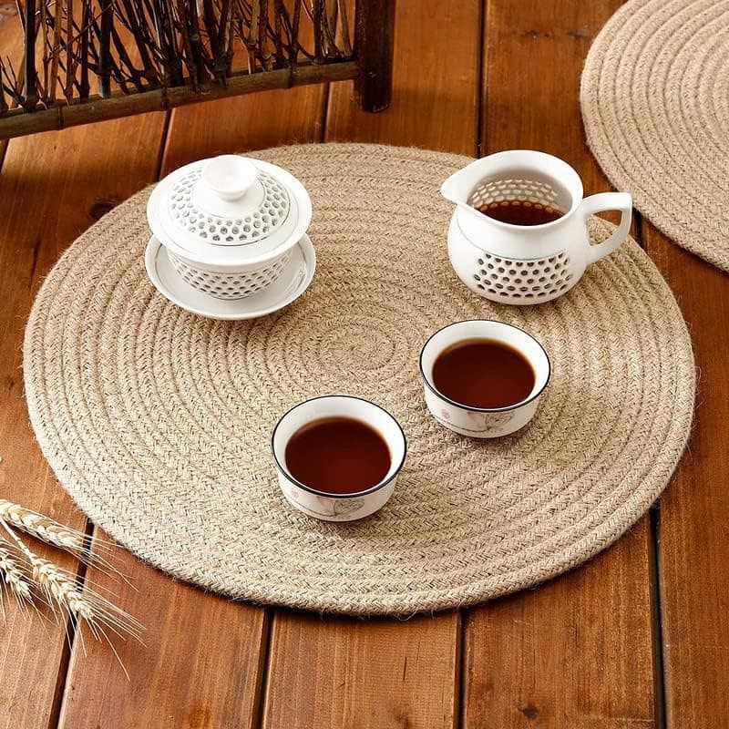 Ameen Handwoven Jute Reversible Round Rug, 35 cm