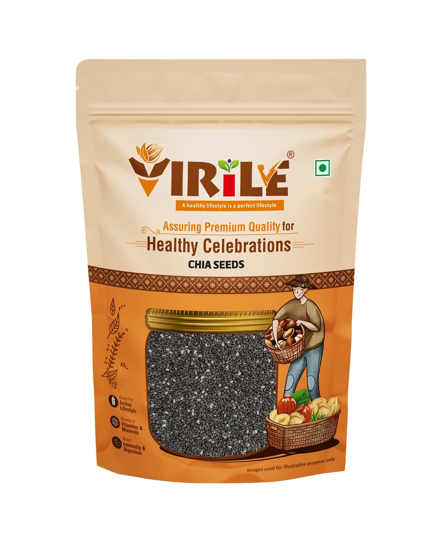 VIRILE Premium Chia Seeds 400g, Pack of 2