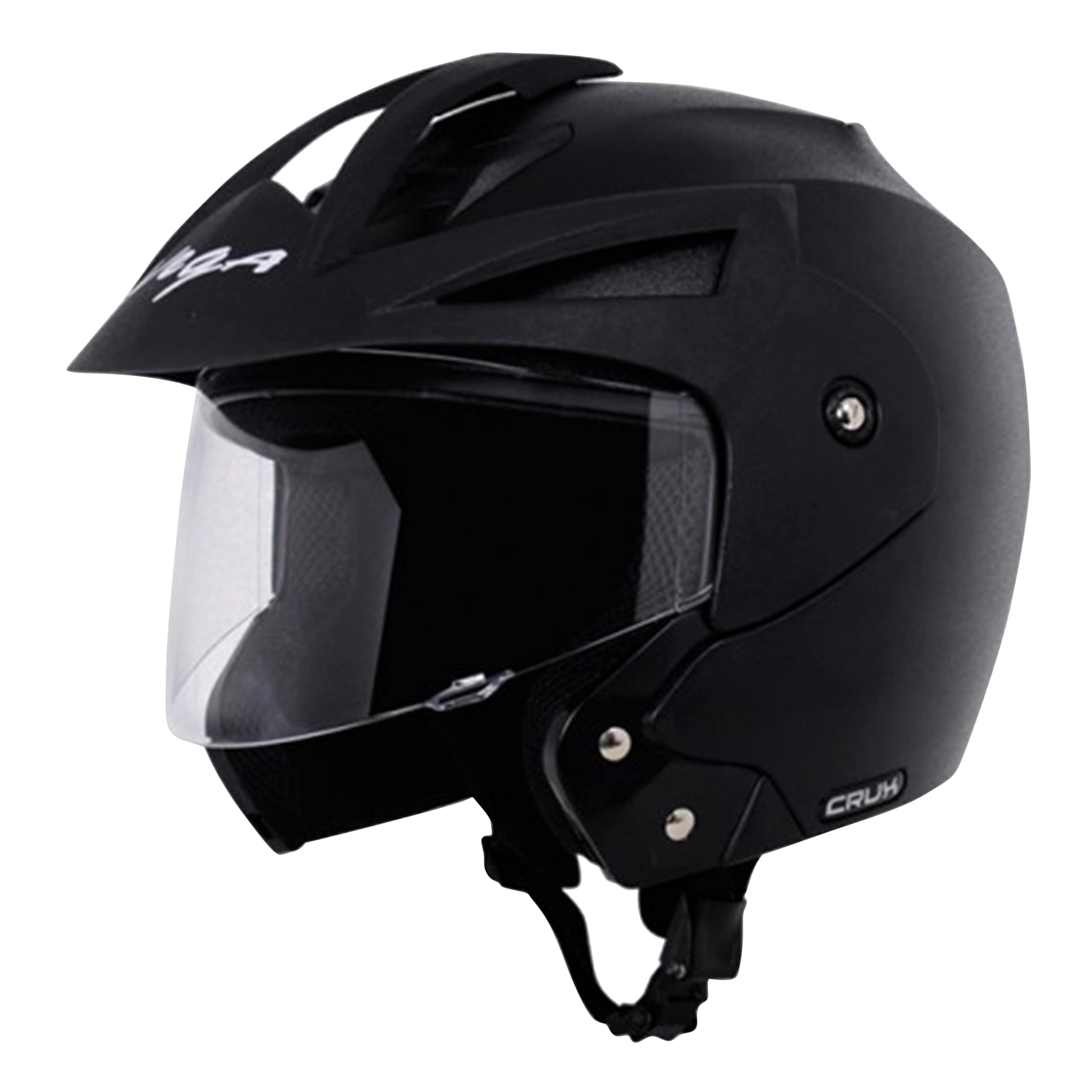 Vega Crux ISI Certified Flip-Up Helmet with Clear Visor, Black, Size L
