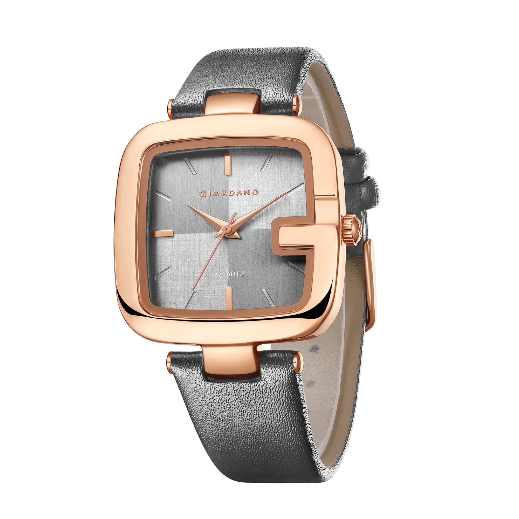 Giordano Monogram Women's Watch β Metal & Leather Strap, Water Resistant Quartz Analog