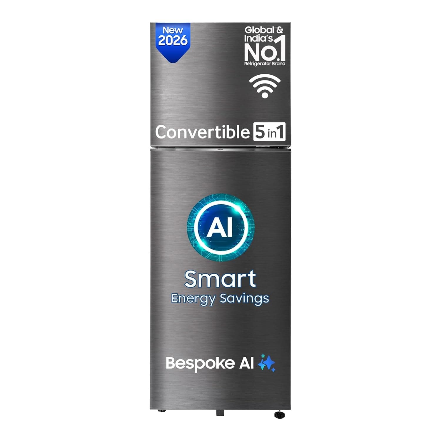 Samsung 467 L, 3 Star, Convertible 5-in-1, Digital Inverter, Frost Free Double Door, Bespoke AI WiFi Refrigerator (RT80H51C3KHL, Luxe Black, 2026 Model) at ₹63490 (16% Off) – Amazon