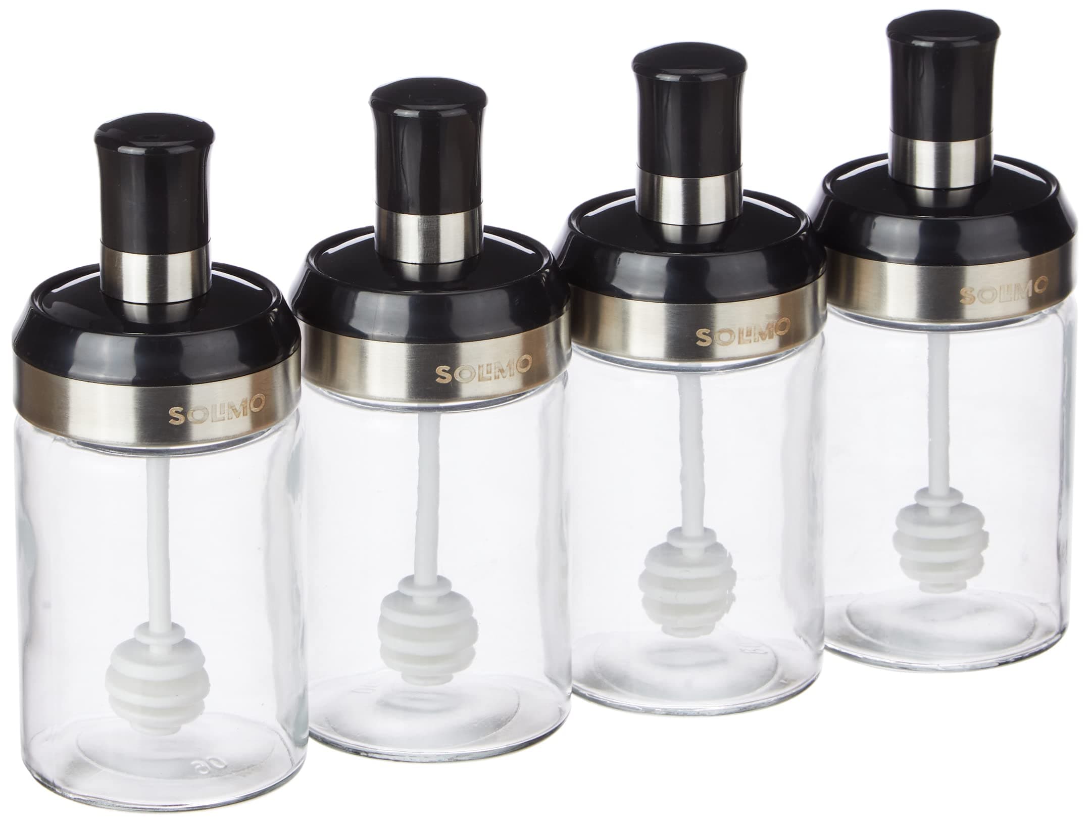 Solimo Borosilicate Glass Sauce Jar with Dipper, Set of 4 at ₹375
