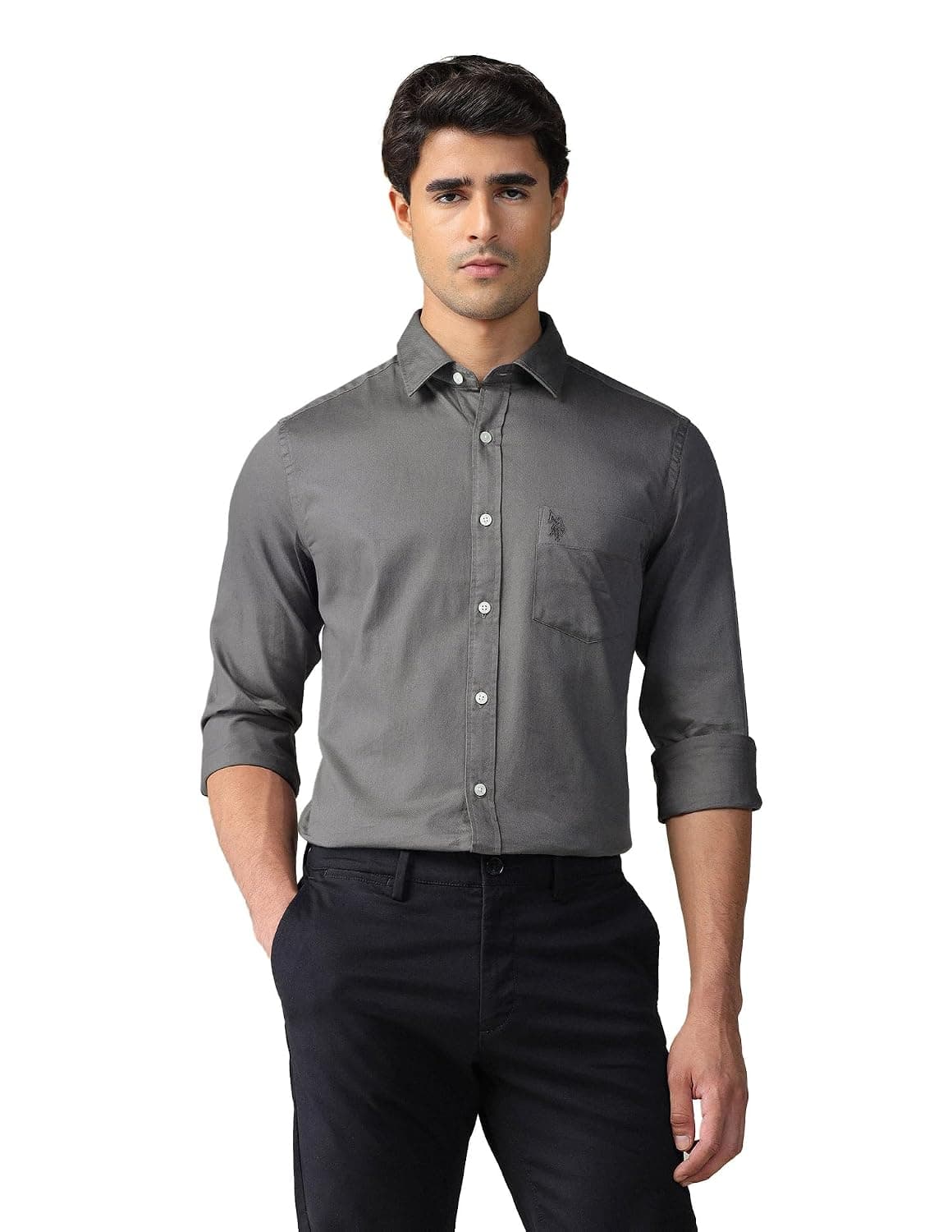 U.S. Polo ASSN. Solid Tailored Fit Cotton Shirts for Men - 100% Cotton, Full Sleeve Mens Casual Shirts at ₹700 (72% Off) – Amazon