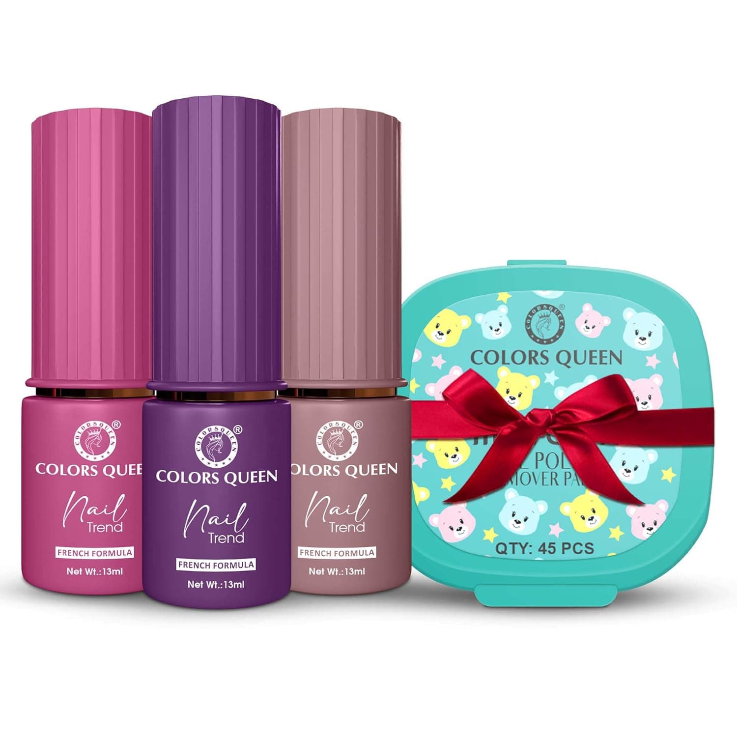 Colors Queen Nail Trend Glossy Nail Paint Combo Set of 3 with Free Nail Paint Remover Wipes - 45 pcs| Long Lasting & Vibrant Nail Paint for Women (Jazzberry, Magistic Purple, Rose Dust, 39ml) at ₹316 (59% Off) – Amazon