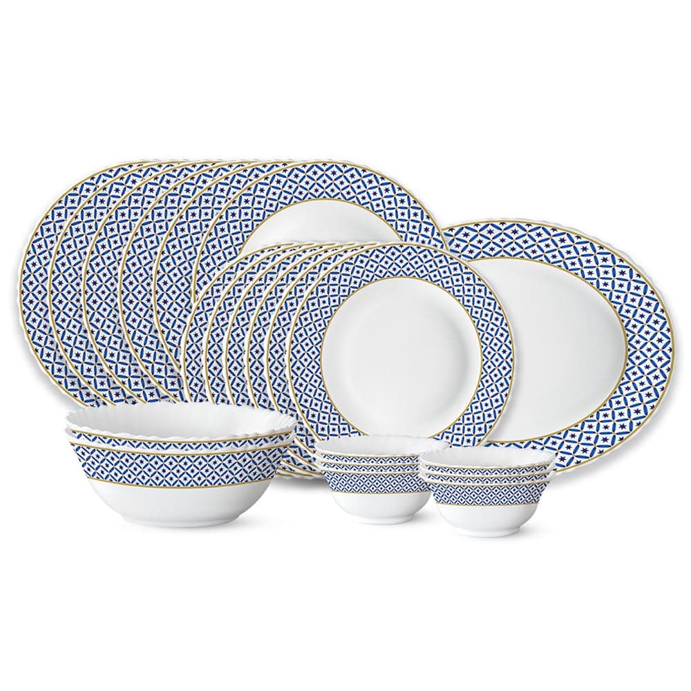 Larah by Borosil Juliet Opalware Dinner Set β 21 Pieces, Microwave Safe (White)