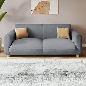 Interio by Godrej Sofa Fluffy 3 Seater Fabric Sofa for Living Room, 3-Years Warranty, Solid Wood, Grey at ₹78390 – Amazon