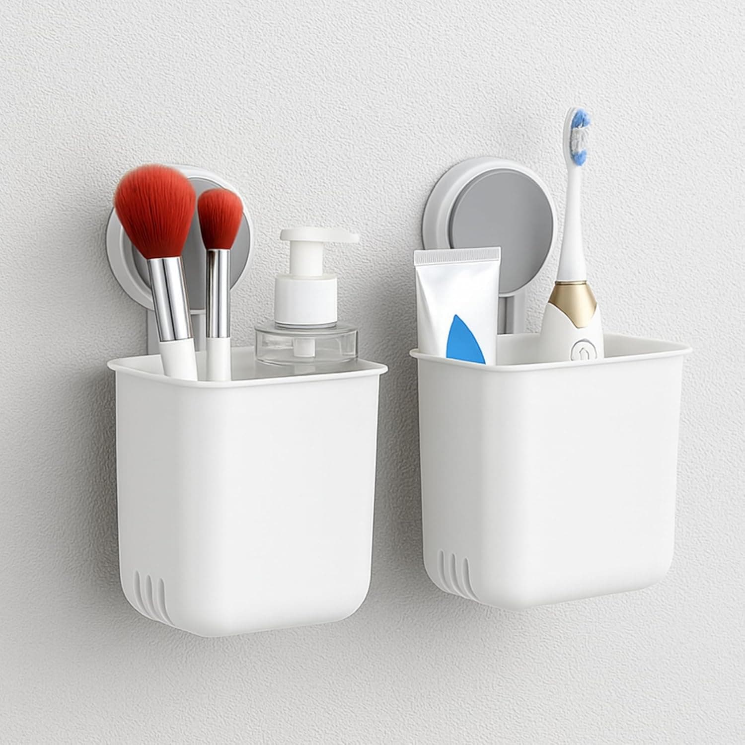 Zulaxy Self-Adhesive Wall-Mounted Toothbrush Holder for Bathroom | Waterproof & Multipurpose Storage Organiser for Toothbrush, Toothpaste & Bathroom Essentials (2 Pcs, White) at ₹382 (71% Off) – Amazon