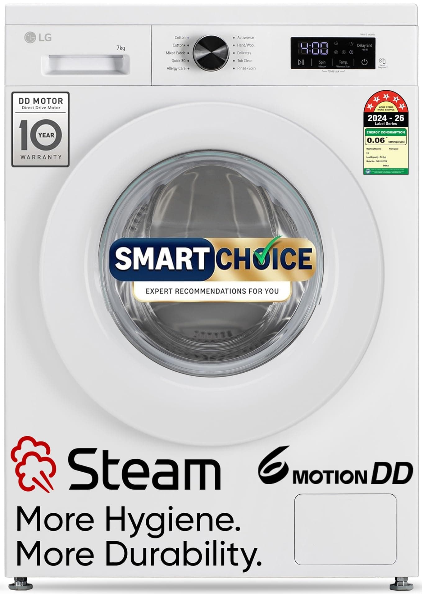 LG 7 Kg 5 Star Smart Inverter Steam Front Load Washing Machine