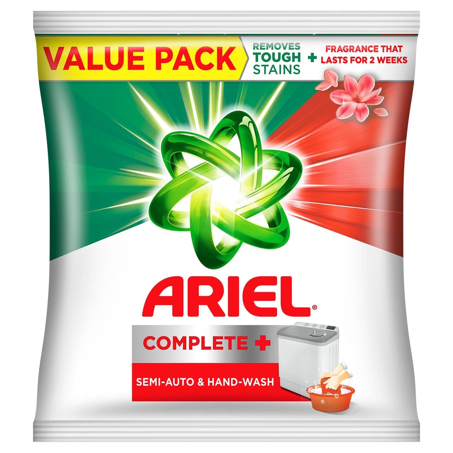 Ariel Complete Detergent Powder 4kg, Removes 100 Tough Stains in One Wash, Semi-Automatic