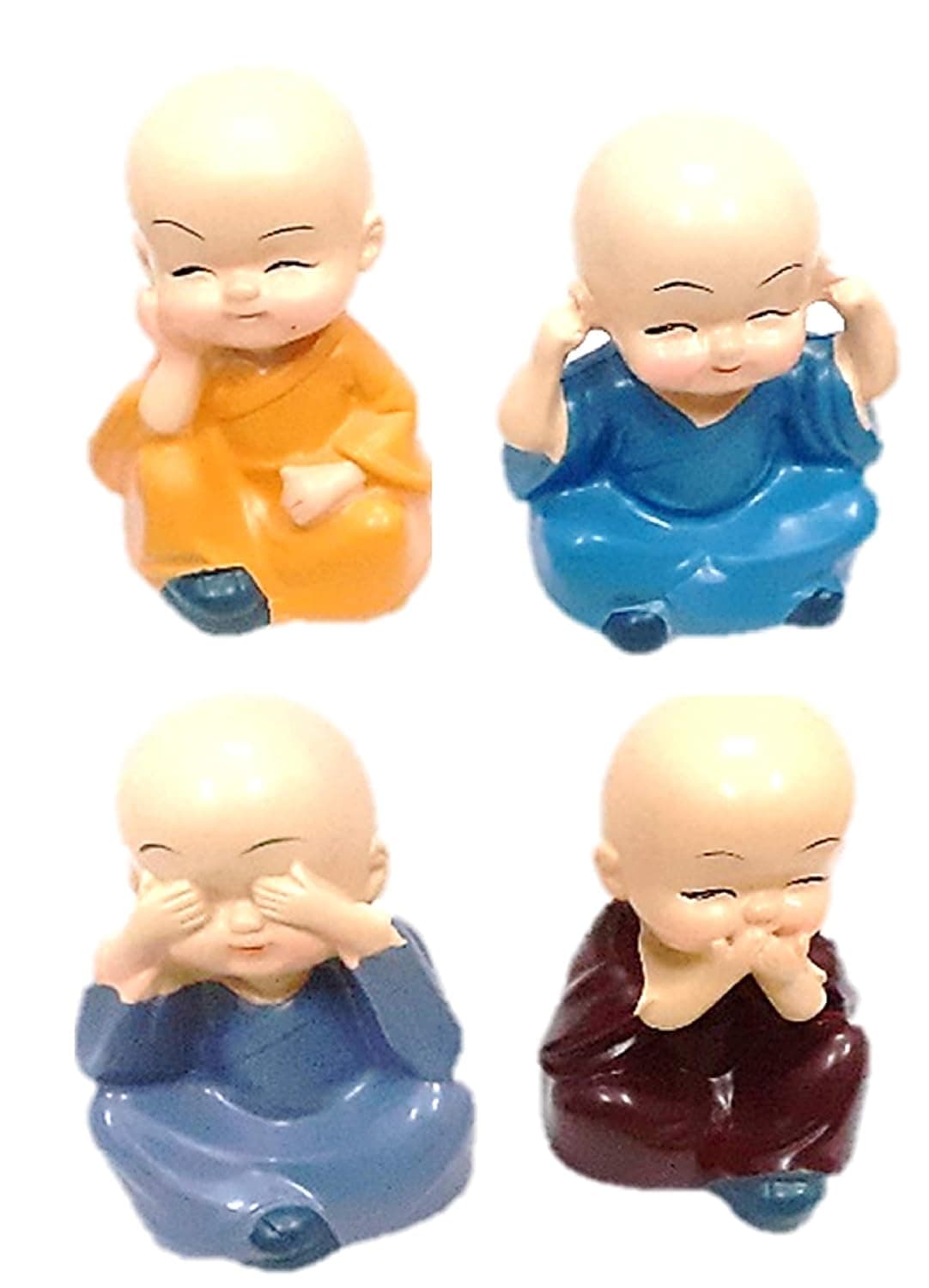 Buddha Monk Set of 4 Idols Cute Miniature Figurines Showpiece Statue for Home Bedroom Decoration Garden Living Room Decorative Items Couple Gift (Small Idols for Home Decor SM1) at ₹145 (85% Off) – Amazon
