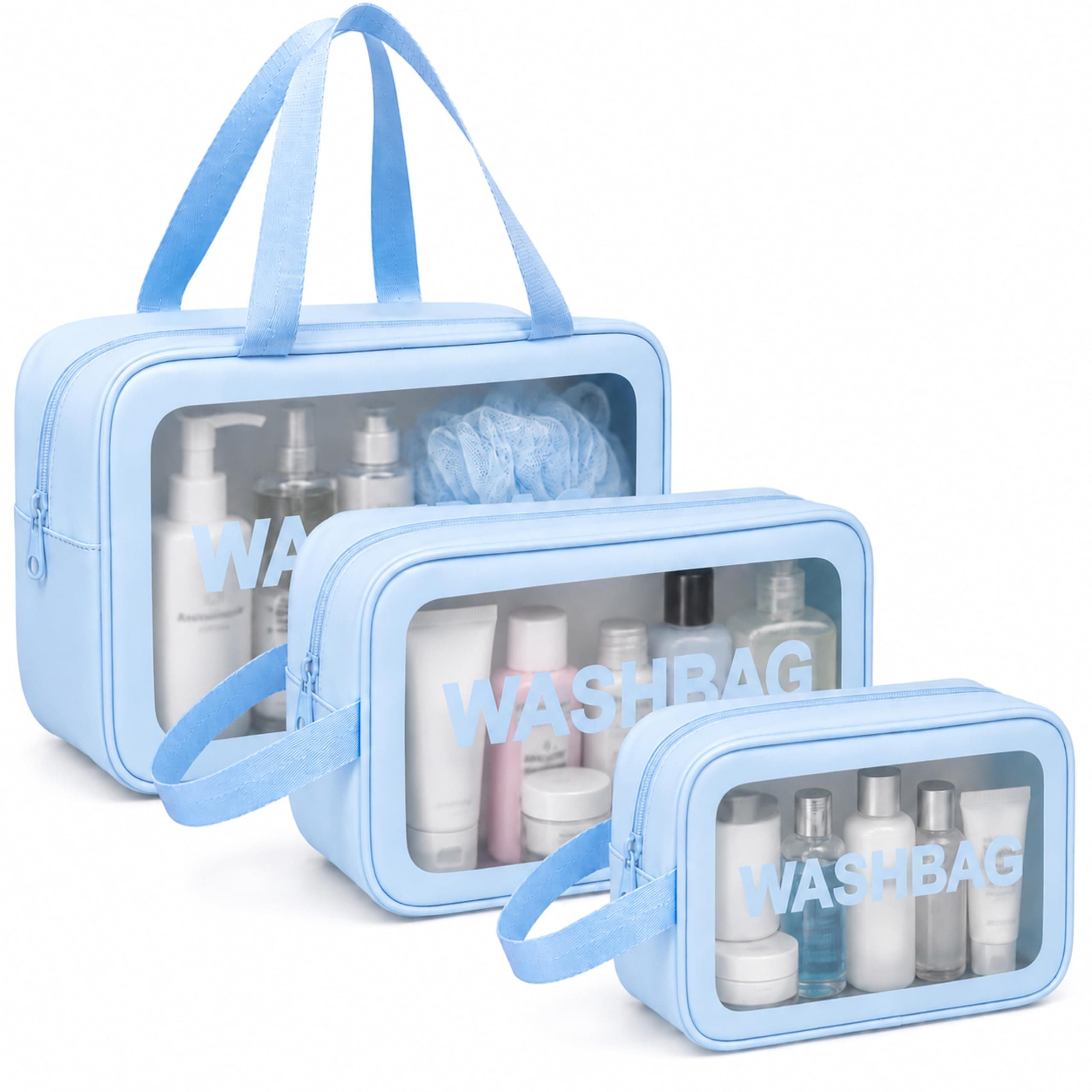 LUMONY Makeup Pouch Bag Set of 3, PVC Travel Toiletry and Cosmetic Organiser