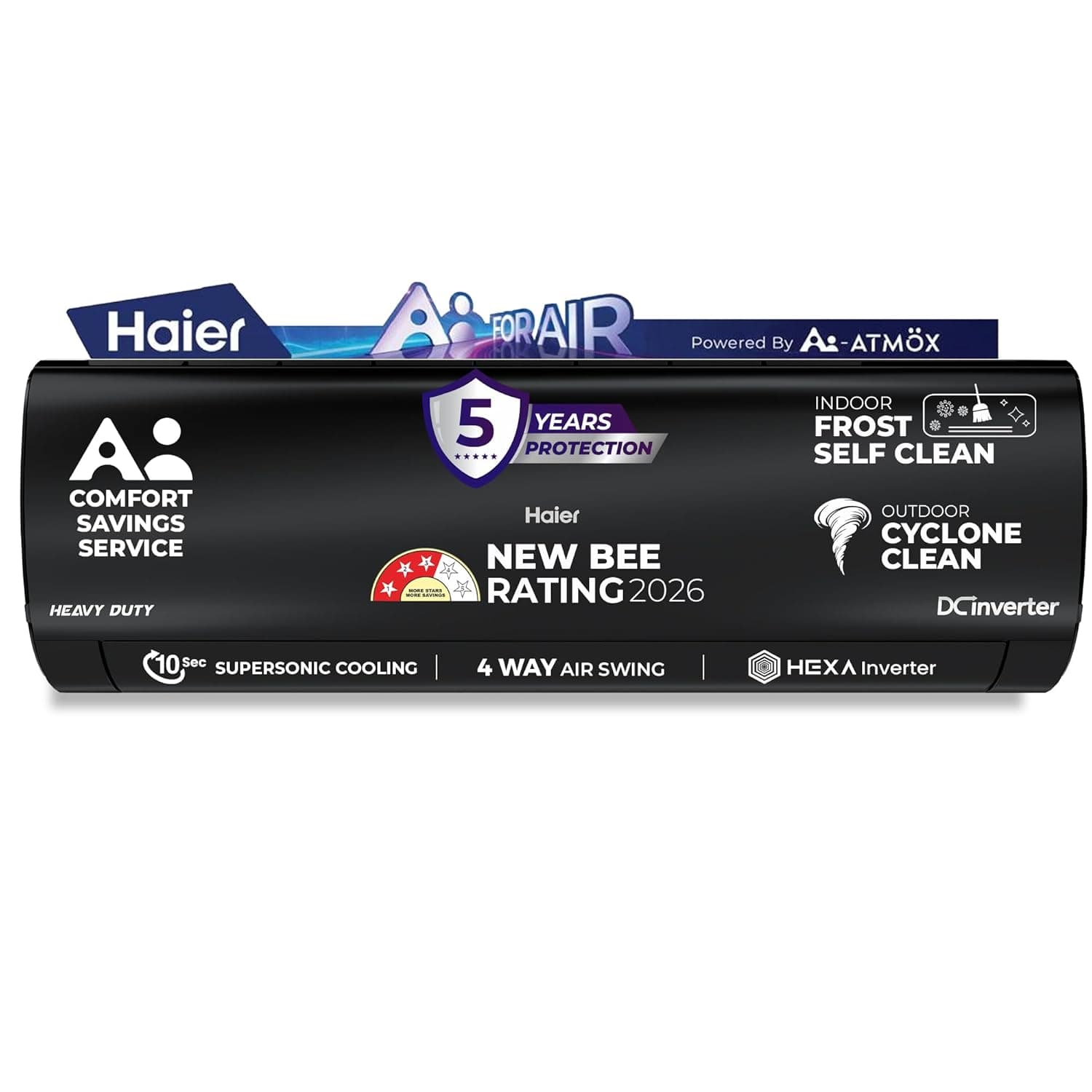Haier 1.5 Ton 3 Star,New star rated,Wi-Fi HEXA Inverter Split AC (AI Cooling, Energy Saving & Self-Clean, 7 in 1 Convertible, Copper, 4-way Swing, Cools in 10 Sec at 60°C, Black AC)-HSA19KHD-BZAI3NB-I at ₹34690 (52% Off) – Amazon