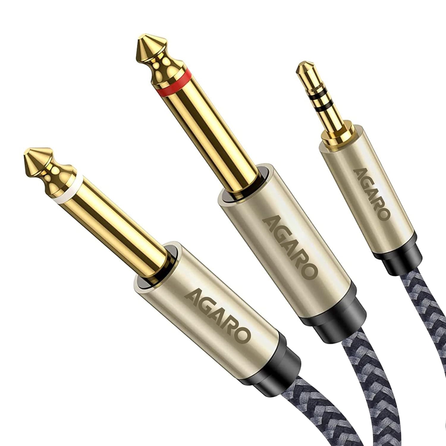 AGARO 3.5 mm 1/8 TRS to Dual 6.35 mm 1/4 TS Mono Breakout Cable Y Spitter Stereo Cord Adapter Compatible, 2 meters, grey at ₹534 (73% Off) – Amazon