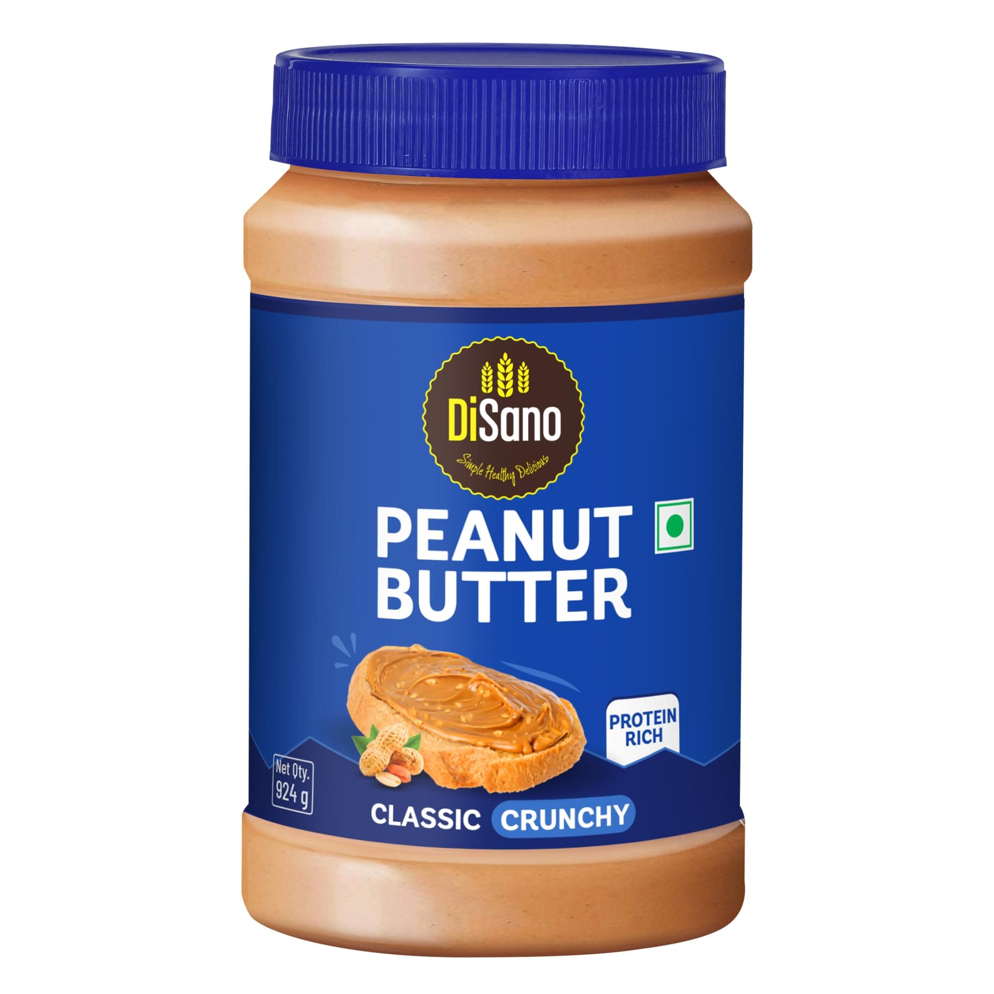 DiSano Classic Crunchy Peanut Butter, 924g, 25g Protein, Zero Cholesterol and Trans Fat, Gluten Free