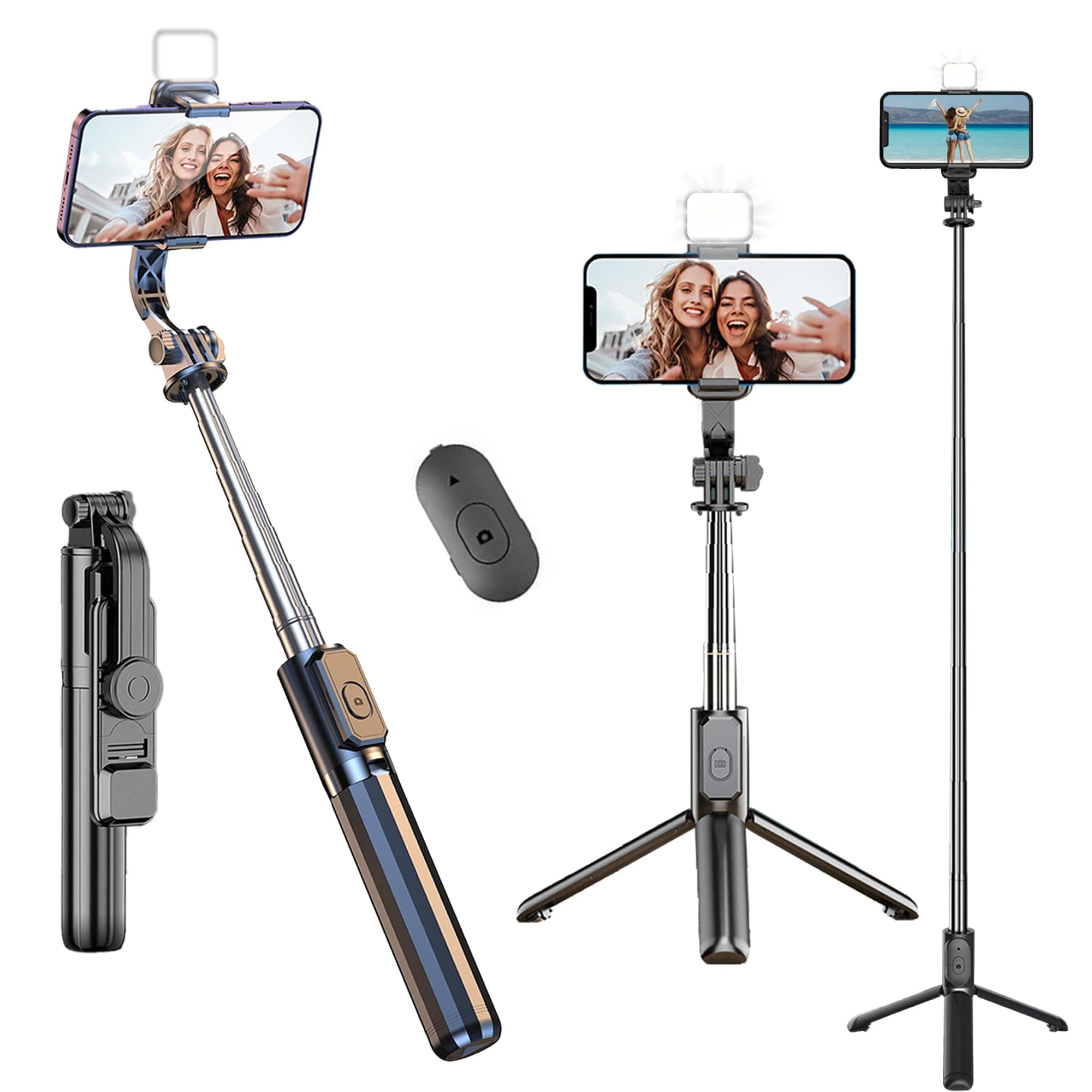 Kratos 3-in-1 Selfie Stick Tripod, 100 cm, with Rechargeable LED Light & Bluetooth Remote at ₹401 – Amazon