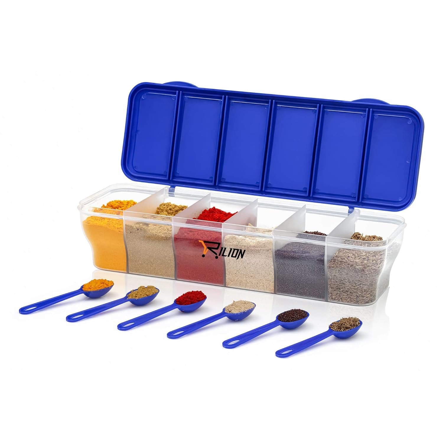 RILION 6-in-1 Airtight Masala Box for Kitchen at ₹159 (68% Off) – Amazon