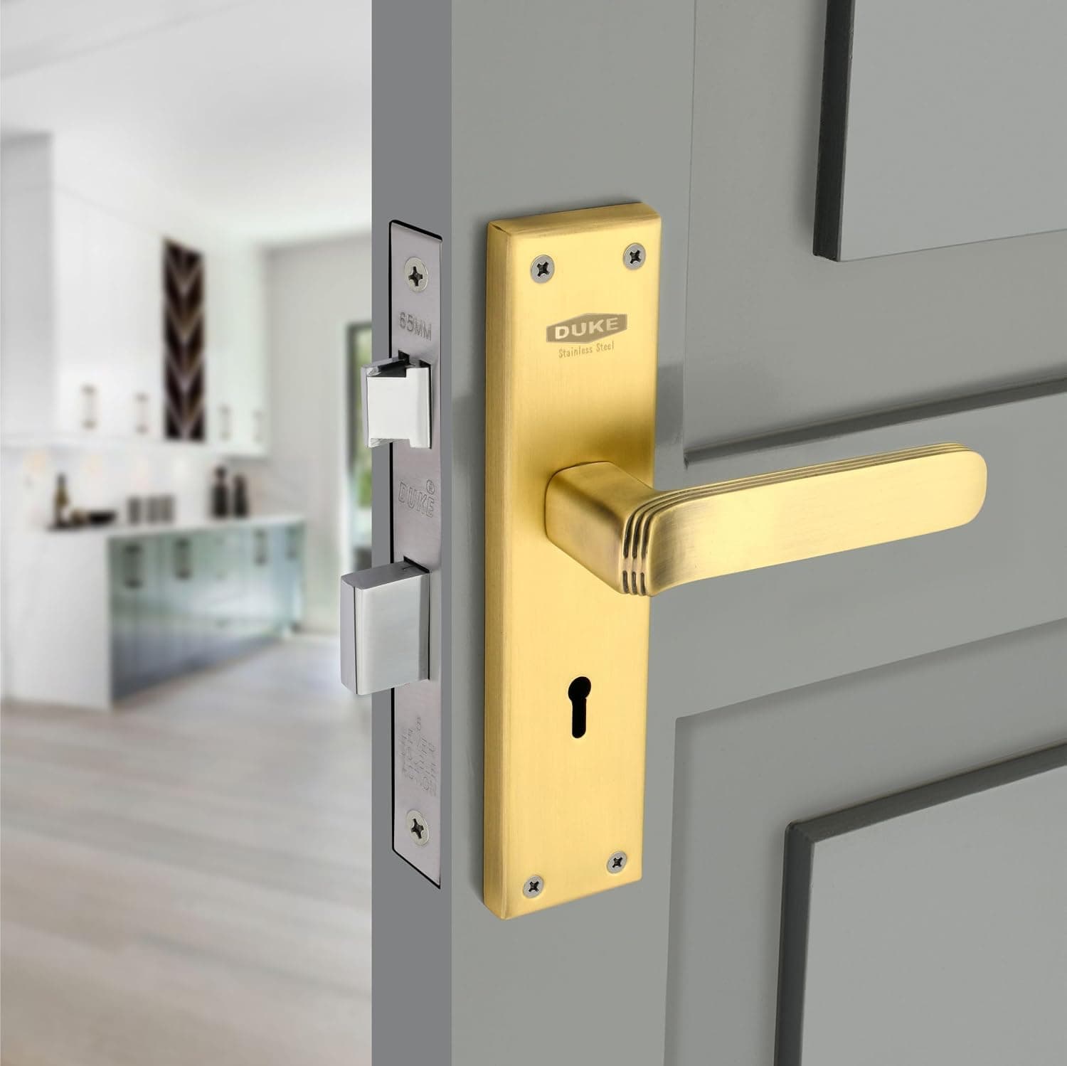 DUKE Mortise Handle Set with Lock β Brass Bolt Body, MH-1015 (Antique Brass)