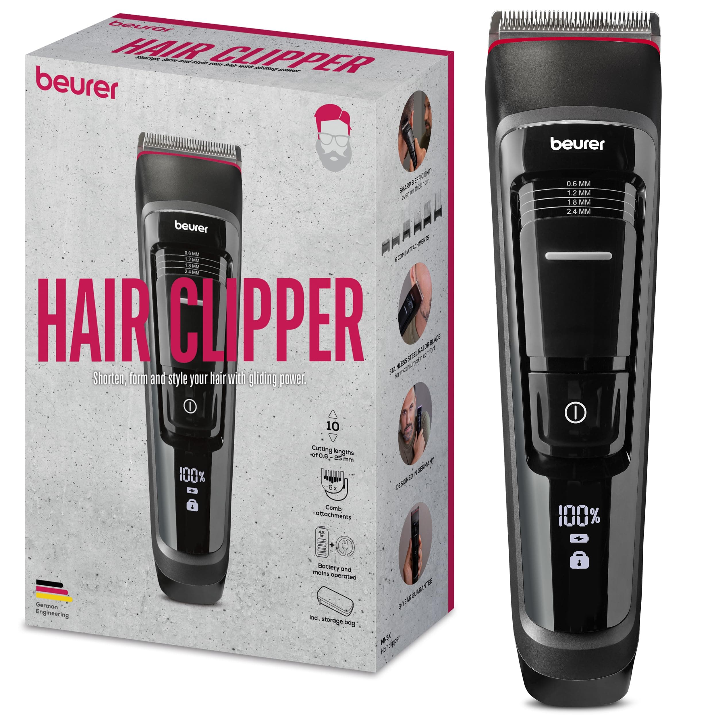 Beurer MN5X Hair Clipper, Stainless Steel Blades
