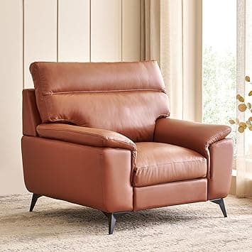 Home Centre | Aprilla NXT Half Leather 1-Seater Sofa | Sofa for Living Room | Solid Wood | Tan | 1 Year Warranty at ₹19999 – Amazon