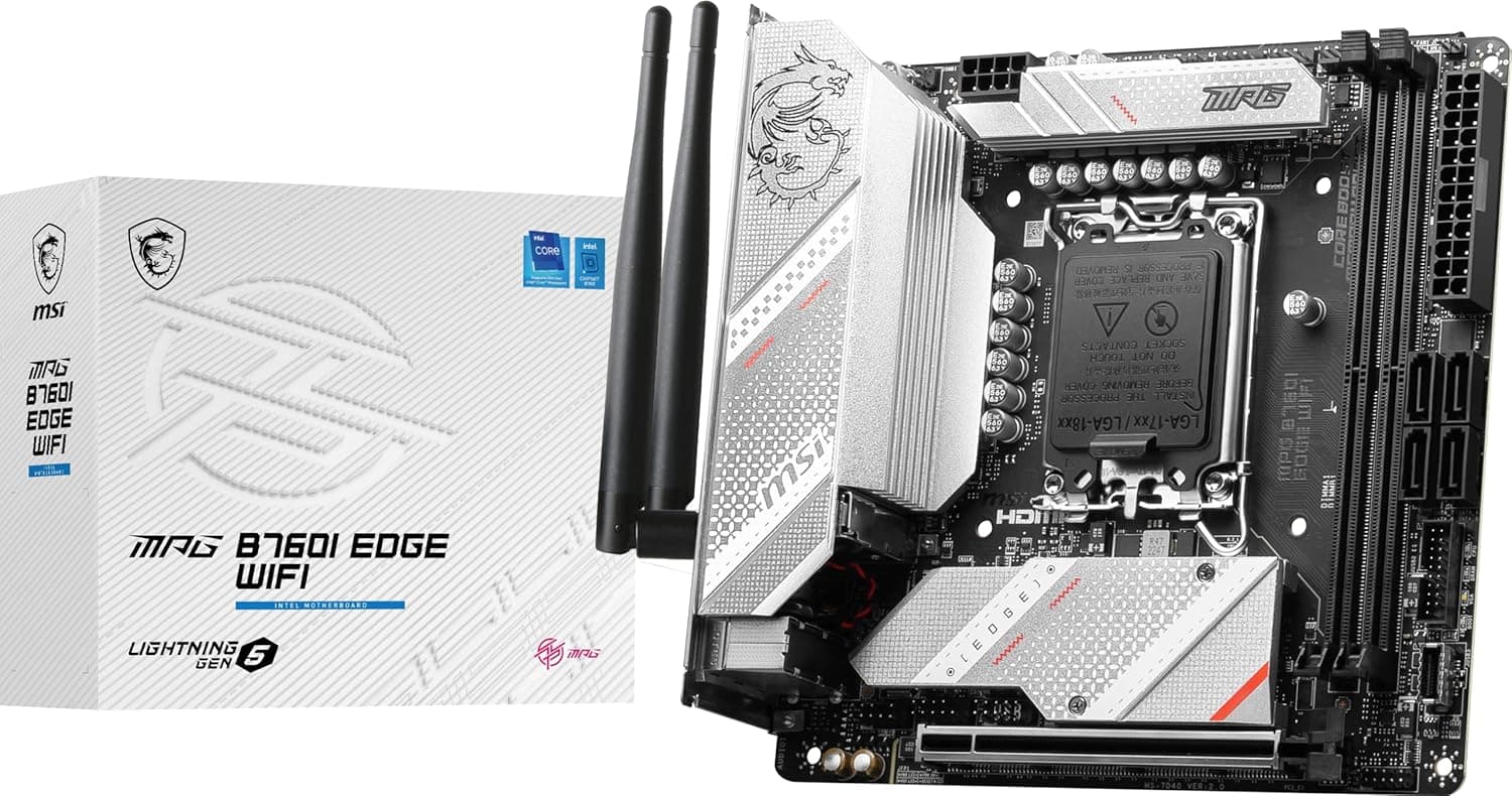 MSI MPG B760I Edge WiFi Mini ITX Motherboard (LGA 1700, DDR5, PCIe 5.0, Wi-Fi 6E) at ₹16477 (57% Off) – Amazon